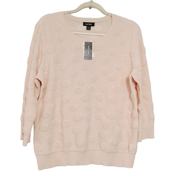 Lord & Taylor | Peach Polka Dot Crewneck Sweater - Picture 1 of 11